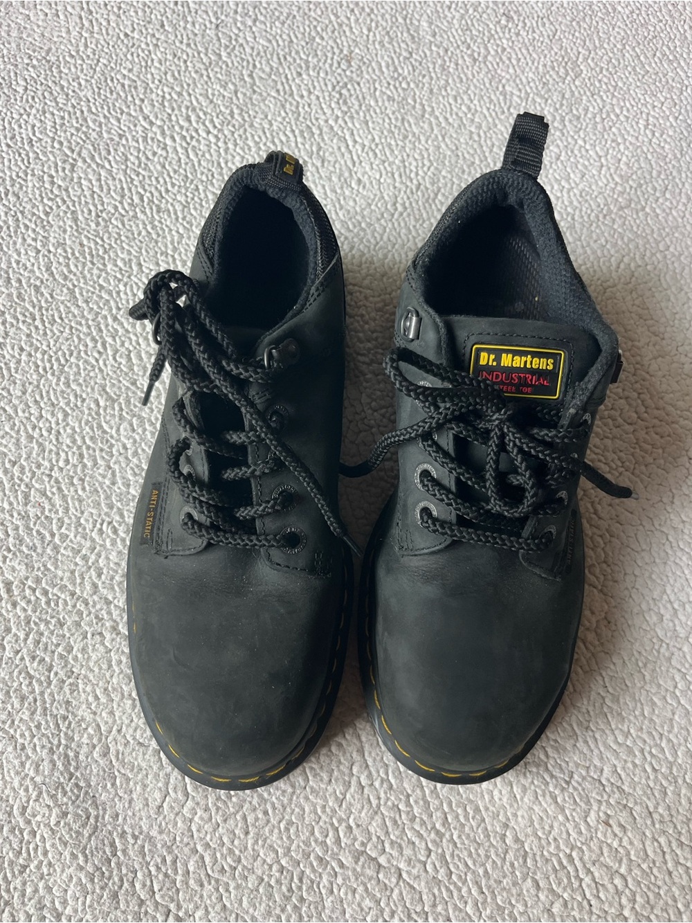 Dr. Martens Black Leather Industrial Steel Toe Safety Boot Shoes Mens 8 Women 9